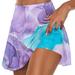 ZQGJB Women s Tennis Skirts Lightweight Pleated Athletic Skorts Sports Golf Running Mini Skirt with Pockets and Shorts Cute Marble Pattern Print Flowy Fake Two Piece Skirts Purple S