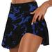 ZQGJB Workout Skirts for Women Womens Vintage Floral Print Summer Casual Tennis Skirt Yoga Sport Active Skirt Shorts Skirt Tennis Golf Fake Two Piece Trouser Skirt Shorts Dark Blue L