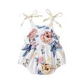 IZhansean Toddler Infant Baby Girls Jumpsuits Cute Flower Print Bow Lace-Up Casual Suspender Romper Bodysuit Sunsuit White 12-18 Months