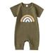 Toddler Boys Girls Short Sleeve Romper Rainbow Prints Ribbed Summer Bodysuits Just One You by Baby Girl Jumpsuit