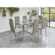 Roomee - Glass Dining Table Set with 6 Chairs in Grey Dining Room Furniture - grey