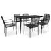 vidaXL Garden Dining Set 5/7 Piece Cotton Rope and Steel Black Outdoor Patio