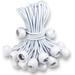 Ball Bungee Cords 8 Inch 50 PCS Bungee Ties with Balls Heavy Duty Canopy Tie Downs for Camping Shelter Gazebo Projector Screen Tent Poles with UV Resistant (White)