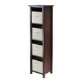 Contemporary Home Living 51.25â€� Brown Walnut and Beige Storage Shelf with Four Foldable Fabric