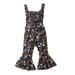 IZhansean Toddler Baby Girls Halloween Outfits Pumpkin Jumpsuit Sleeveless Strap Romper Bell Bottoms Flare Pants Clothes Dark Blue 3-4 Years