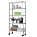 5-layer Metal shelf Placer Iron Shelf With 1.5 Smooth Wheels Plated Storage Rack Organizer Shelf For Kitchen Living Room and Bookstore (165 *90*35cm )