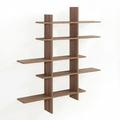 Danya B Five Level Asymmetric Modern Floating Cubby Wall Shelf with 30 lb. Weight Capacity and Beige Laminated MDF