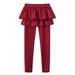 Back to School Savings Clearance Zpanxa Toddler Baby Kids Girls Pants Double Ruffles Ruched Solid Panty Dance Pants Trousers Unisex Stretch Leggings Pants 1-6 Years Wine