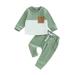 Arvbitana Baby Boys Casual Outfit Set Newborn Kids Long Sleeve Round Neck Patchwork Sweatshirt Tops + Drawstring pants Toddler 2-Piece Outfits 0M-3T