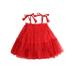 IZhansean Toddler Baby Girl Christmas Tulle Dresses Stars Sequin Tutu Dresses Sleeveless Layered Princess Sundress Red Sequins 3-4 Years