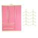 doll Wardrobe Closet with 10Pcs Hangers Clothing Organizer Decorations Openable Drawer Storage Cabinet Birthday Gifts Pink