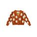 IZhansean Toddler Baby Girl Fall Winter Clothes Long Sleeve Floral Printed Button Down Knitted Sweater Cardigan Brown 2-3 Years