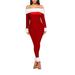 goowrom Women Mrs Santa Claus Costume Christmas Off Shoulder Long Sleeve Velvet Jumpsuit Romper