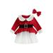 IZhansean Toddler Baby Girls Christmas Dress Long Sleeve Plush Velvet Tutu Dresses Kids Fall Winter Clothes Outfits Red 4-5 Years