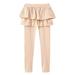 Back to School Savings Clearance Zpanxa Toddler Baby Kids Girls Pants Double Ruffles Ruched Solid Panty Dance Pants Trousers Unisex Stretch Leggings Pants 1-6 Years Beige