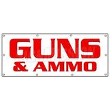 36 x96 GUNS & AMMO BANNER SIGN gun rifle pistol firearms shooting range