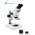 Vision Scientific VS-1EZ-IFR07 Binocular Zoom Stereo Microscope 10x WF Eyepiece 0.7x---4.5x Zoom 3.5x---90x Magnification 0.5x & 2x Auxiliary Lens Pillar Stand 144-LED Ring Light with Control