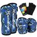 Haomaomao Kids Knee Pads Knee Pad and Elbow Pads Wrist Guards Protective Gear Set for Roller Skates Cycling BMX Bike Skateboard Inline Scooter Riding Skatings unisexual Gift (Blue Camo 8-11