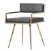 Leatherette Upholstered Metal Dining Chair, Black and Gold