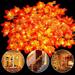 Thanksgiving Maple Leaves Garland Lights Indoor Outdoor String Lights Battery Operated Maple Leaves Garland with Lights for Home Harvest Room Autumn Fall Decorations(20ft 40 Led 2 Pack)