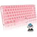 Mechanical Keyboard AK33 White LED Backlit USB Cable Gaming Mechanical Keyboard 82-key Compact Mechanical Gaming Keyboard with Anti-ghosting Keys for Gamers & Typists(Blue switch Pink)