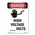 OSHA Danger Sign - High Voltage ____ Volts | Decal | Protect Your Business Construction Site Warehouse & Shop Area | Made in The USA