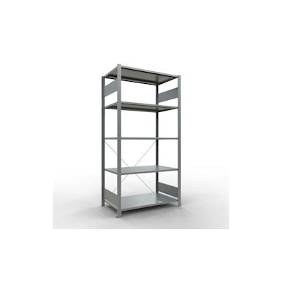 SCHULTE Lagertechnik Grundregal, Fachbodenregal Stecksystem MULTIplus150, 2000 x 1000 x 600 mm (HxBxT), 5 Fachböden, Kreuzstrebe, verzinkt Image