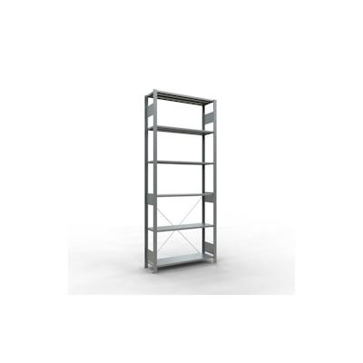 SCHULTE Lagertechnik Grundregal, Fachbodenregal Stecksystem MULTIplus150, 2500 x 1000 x 300 mm (HxBxT), 6 Fachböden, Kreuzstrebe, verzinkt Image