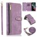 Wallet Case for For Google Pixel 7 Pro with Zipper Pouch Magnetic PU Leather Flip Folio Stand Card Slot with Hand Strap and Cross Body Strap Case Cover for For Google Pixel 7 Pro Purple