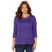 Plus Size Women's Impossibly Soft Duet V-Neck Top by Catherines in Dark Violet (Size 0X)