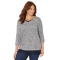 Plus Size Women's Impossibly Soft Duet V-Neck Top by Catherines in Medium Heather Grey (Size 2X)