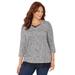 Plus Size Women's Impossibly Soft Duet V-Neck Top by Catherines in Medium Heather Grey (Size 5X)