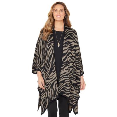 Plus Size Women's Liz&Me® Shawl by Liz&Me in Chai Latte Zebra (Size 0X/1X)