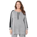 Plus Size Women's Impossibly Soft Drawstring Tunic by Catherines in Heather Grey With Black (Size 3X)