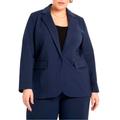 Plus Size Women's 9-To-5 Stretch One Button Work Blazer by ELOQUII in Maritime Blue (Size 30)