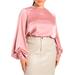 Plus Size Women's Poet Sleeve Blouse With Tie Back by ELOQUII in Withered Rose (Size 28)