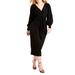 Plus Size Women's Cross Front Midi Dress by ELOQUII in Totally Black (Size 24)