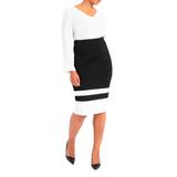 Plus Size Women's Colorblock Column Skirt by ELOQUII in Black + White (Size 18)