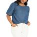 Plus Size Women's Denim Puff Sleeve Top by ELOQUII in Medium Wash (Size 14)