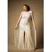 Plus Size Women's Bridal by ELOQUII Embellished Cape Gown in Off White (Size 14)