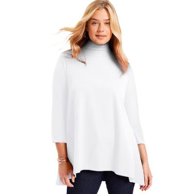 Plus Size Women's One+Only Mock-Neck Tunic by June+Vie in White (Size 14/16)