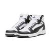 Sneaker PUMA "REBOUND V6 MID JR", Kinder, Gr. 36, schwarz-weiß (puma weiß, puma schwarz, shadow gray), sportlich, Schuhe