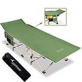 Sportneer Camp Beds for Adults, 74 * 28" Extra Wide Camping Beds for Adults with Side Pocket, Camping Beds for Outdoor Travel Folding Camp Bed for Picnic Office Indoor