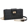 Women Fashion Small Crossbody Shoulder Bag Cell Phone Zip Wallet Purse and Handbags Clutch Credit Card Holder with Chain Strap, Black, 7.8"W x 4.3"H x 1.5"D, Card Case Wallet