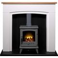 Adam Siena White Surround Electric Fireplace Suite Stove Fire Heater Heating Log