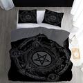 NUEYSP Duvet Cover Double Pentagram Double Duvet Cover Set Zipper Closure + 2 Pillowcases (19.7"x 29.5") Soft Hypoallergenic Microfiber Quilt Cover Sets - 230x220 cm(78.7" X 78.7")