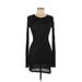 Topshop Boutique Casual Dress - Bodycon Crew Neck Long sleeves: Black Print Dresses - Women's Size 6