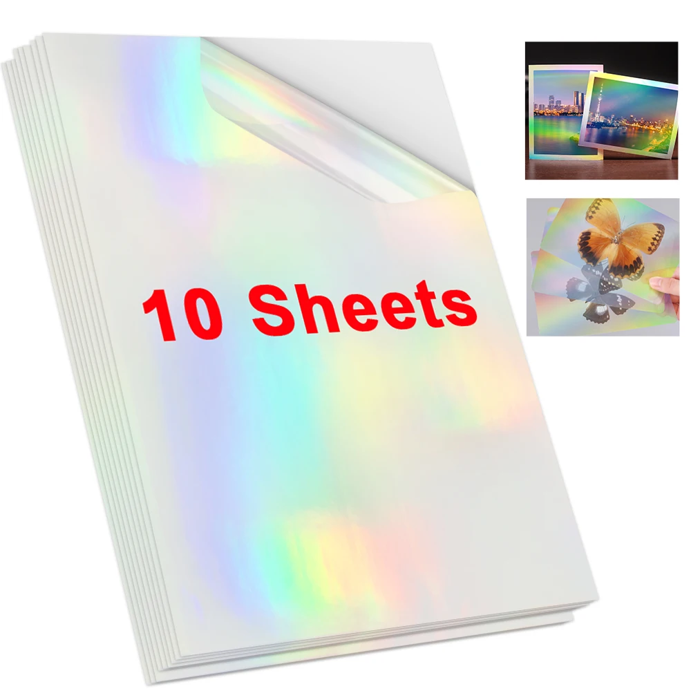 Film de stratification holographique à froid A4, 10 feuilles, étoiles en verre cassé, papier auto-adhésif, paquet de bricolage, carte, Film de stratification Photo