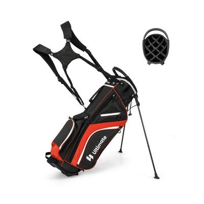 Costway Lightweight Golf Stand Bag with 14 Way Top Dividers and 6 Pockets-Red