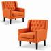 Reading Chair - Accent Chair - Red Barrel Studio® Fazaley Accent Chair, Upholstered Reading Chair Wood/Polyester/Fabric in Orange | Wayfair